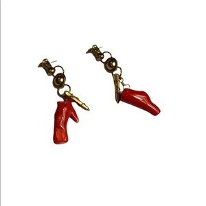 Gold‎ tone faux coral statement earrings
